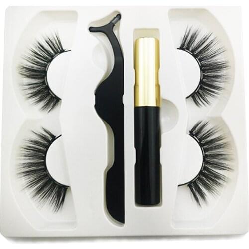 2Pairs Makeup eyelashes lashes Magnetic Eyeliner Kit 3D Magnetic Eyelashes No Glue Reusable False Eye Lashes with Applicato