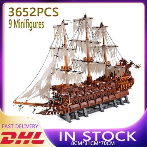 Hot 3652PCS Flyings The Nether Lands Set Pirate Ship Creator MOC 16016 Building Block Toy Childrens DIY Birthday Gift