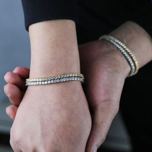 New Hip Hop Tennis Bracelet & Bangles Ice Out Sparkling Cubic Zirconia For Men Boy Charm 3mm Cz Tennis Chain Valentines Gift