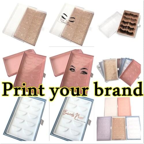 Wholesale five pairs Eyelash Packaging Box pull up box Lash Boxes Packaging Custom logo 3D Mink Eyelashes Package Storage Case