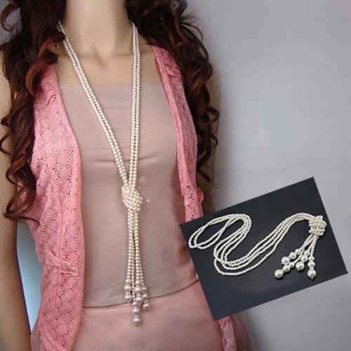 2021 New fashion Wild fashion Korean imitation pearl multi-layer knotted necklace For Women girl Accessories jewelry wholesale