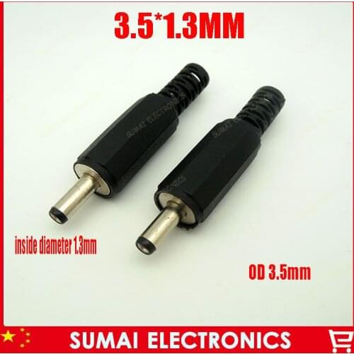Solder wire type DC Male plug 3.5*1.3 Power Jack male wire plug 3.5x1.3 adapter plug 200lap-top-ss/lot