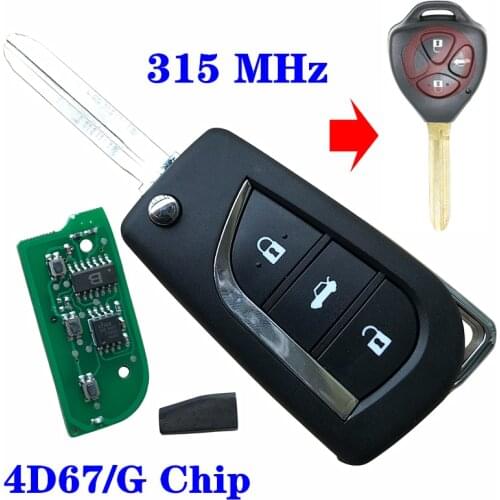 Remote Control Modified Key 3 Button 315Mhz 4D67 G Chip TOY43 Blade for Toyota Camry Corolla Prado RAV4 Vios Hilux Yaris