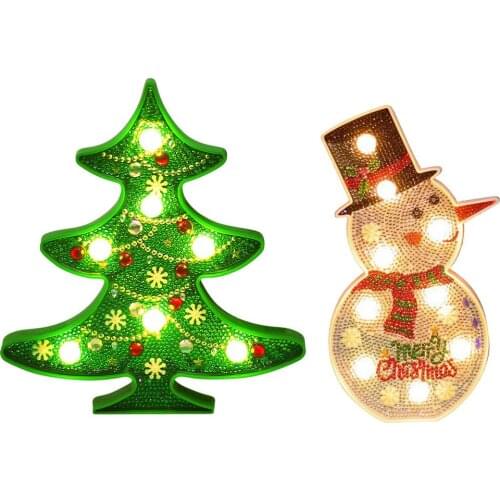 DIY Christmas Decoration Diamond Painting with LED Night Light 2020 Christmas Tree Snowman Daimond Painting DIY Craft Stitch Set