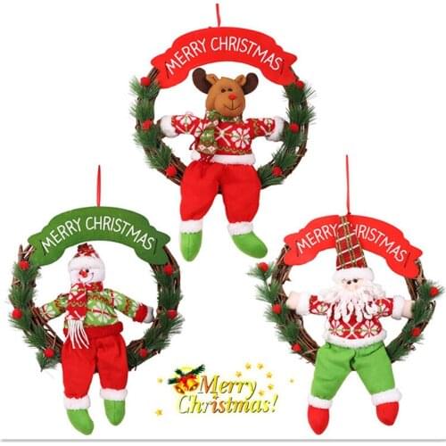 Christmas Hanging Garland Snowman Theme Pendants Rattan Rings Scene Layout Door Hangings Santa Claus Snowman Ornament U3