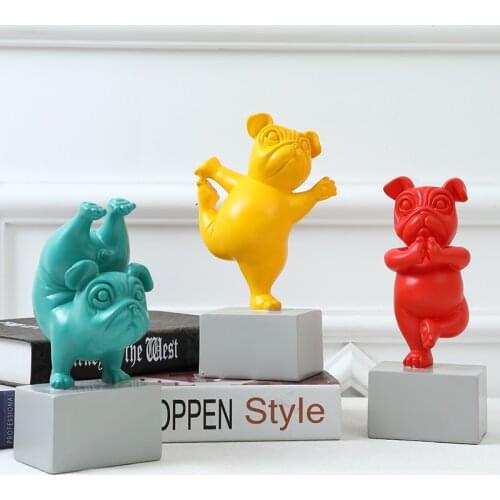 Modern decorative Yoga French Bulldog Figurine ornaments for home decoration room rabbit astronauta sculpture gift to girlfriend