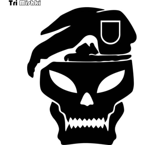 Tri Mishki HZX693# 15x18cm Beret soldier skull car sticker auto Windscreen Vinyl Decals Accessories Car Sticker