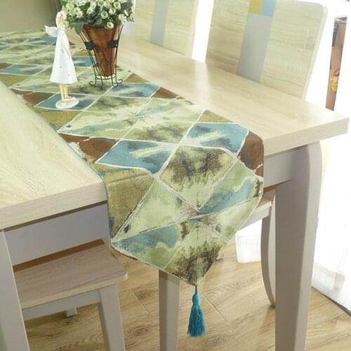 Vintage Ink and Wash Painting Table Runners Modern Nordic Table Runner with Tassel Jacquard Dining Table Decoration for Wedding