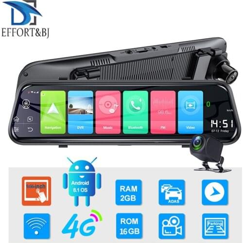 Effort&BJ 4G RAM 2G/ROM 32G 10'' Smart Mirror Dash Cam Dual 1080P Lens Car DVR GPS Track Touch Screen Video Recorder Auto Camera