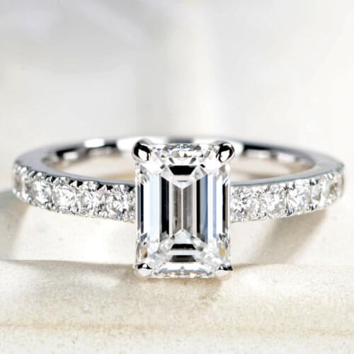 Unique Rectangle Diamond Rings for Women S925 Sterling Silver Luxury Wedding Engagement Elegant Party Perfect Gift Girlfriend