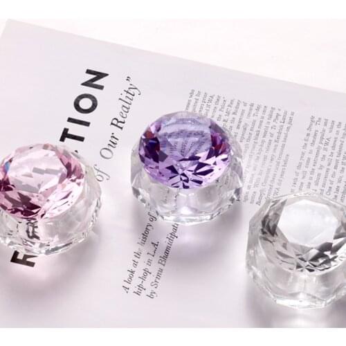 1Pc Rainbow Crystal Clear Acrylic Liquid Dish Tappen Dish Glass Cup With Lid Bowl For Acrylic Powder Monomer Nail Art Tool