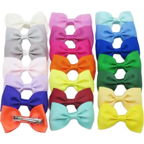 1PCS Rainbow Hair Hand Bohemian Bows Christmas Girls 64 colors Scrunchy Grosgrain Ribbon Hair Bow Kids Hair Accessories 2018