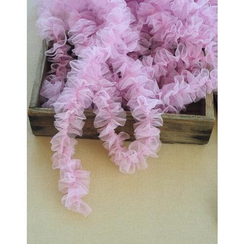 2 Meters 5cm wide Light Blue White Pink Lace Trim Fowers Hand-made Dress Skirt Hat Decoration Wedding Accessories Lace Ribbon