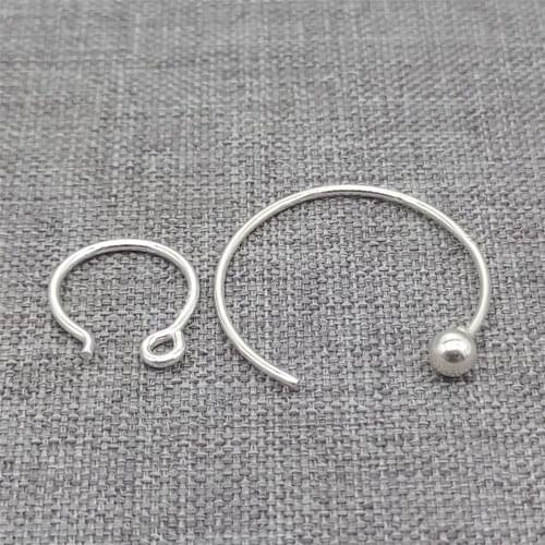 6prs of 925 Sterling Silver Earring Wires, Circle Ear Wire, Ball End Earwire