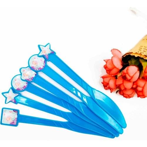 6pcs/lot Mermaid kids Happy Birthday Party Decoration boys Supplies baby Favors Plastic disposable Knives Theme Party Supplies