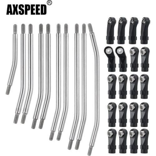 AXSPEED Metal Upper & Lower Linkage Set with Plastic Link Rod End for Axial SCX10 II 90046 1/10 RC Crawler Car Upgrade Parts