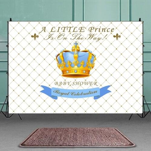 Baby Welcome Blue Crown Little Prince Photography Backgrounds Decor Baby Shower Birthday Party Backdrops Photo Studio Banner