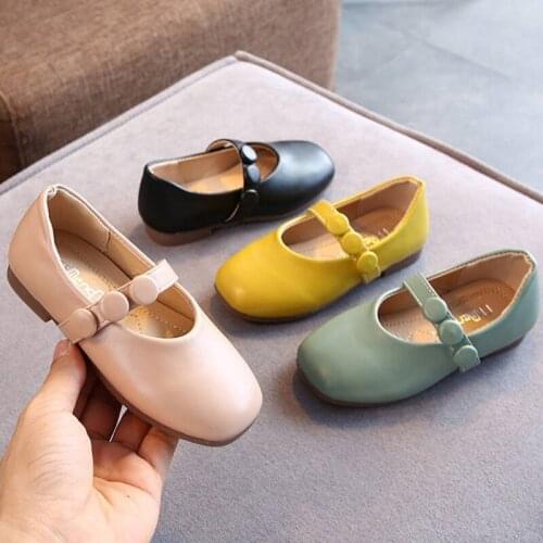 Kids Princess Shoes Girls Casual Styles PU Leather Breathable Shoes Autumn Students Girls Childrens Peas Slip