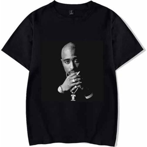 2020 Hot Mens Print Tupac 2pac T-shirt Short Sleeve O-Neck Black T-shirt Hip Hop Tee tops Harajuku Streetwear T Shirt