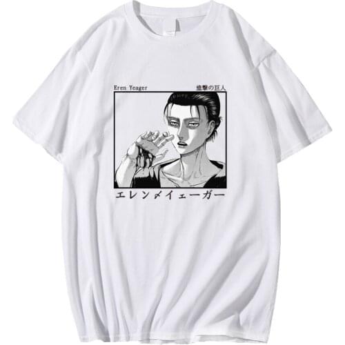 Attack on Titan T Shirt Anime Eren Yeager Printed Short Sleeve Casual Men Harajuku Tee T-shirt Tops Unisex