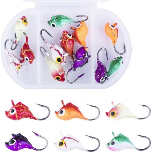 Goture 12Pcs/lot Fishing Lure Kit Dolphin Shaped Slow Jigging Bait, Ice Jig Winter Fishing