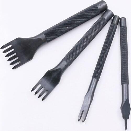3/4/5mm DIY Leather Tools Japanese Non-slip Black Diamond Cutter Punch Hand-sewn Threaded Leather Pitch Spacing Sewing Tool