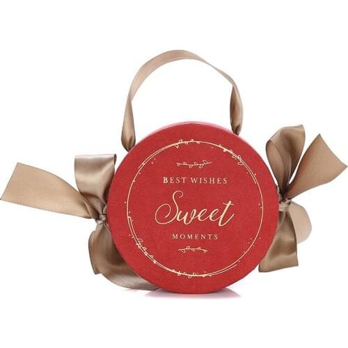 Creative Round Portable Gift Box Hug Bucket Wedding Present Jewelry Candy Packaging Hand Gift Box Return A Gift Valentines Day