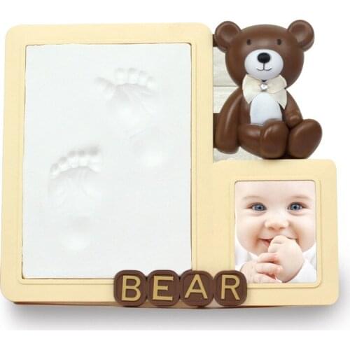 Creative Family Souvenir Baby Bear Handprint Footprint Colorful Skin-friendly Material Photo Frame Children Childhood Memory