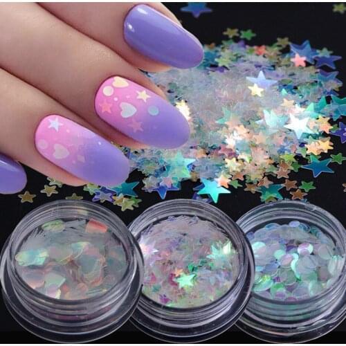 Crystal Sequins for Nails AB Color Flakes Paillette Mix Star Heart Hexagon Gliiter Gel Nail Polish Manicure Accessorie SAAB01-15