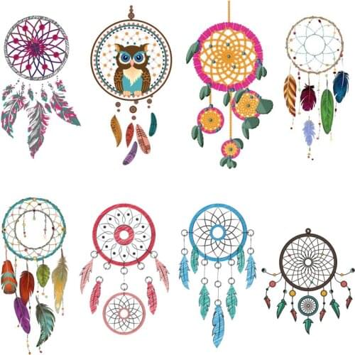 Dream Catcher Iron on Patches Heat Transfer Stickers Decor T-shirt Applique on Clothes Dresses Backpack Stripes DIY Washable E