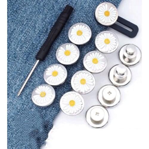 Small Daisy Waist Buttons Adjustment Jeans Button Waist Change Big Change Small Nail-free Buckle Accessories