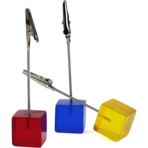 Metal Crocodile Clip Resin Block Base Mini Portable Card Note Picture Memo Photo Clips Holders Office Table Decor Party Favor SN