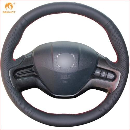 MEWANT Black Artificial Leather Car Steering Wheel Covers for Honda Civic Old Civic 2006 2007 2008 2009 (2-Spoke) Interior Parts