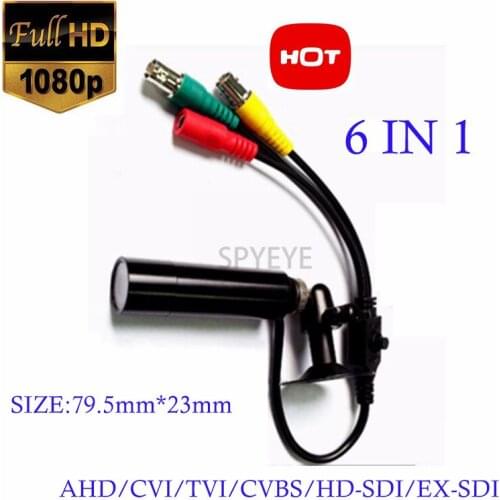 Miniature Size 6 IN 1 1080P Waterproof Bullet Mini Camera Starlight Support AHD/TVI/CVI/CVBS/HD-SDI/EX-SDI For Bank Army Prison