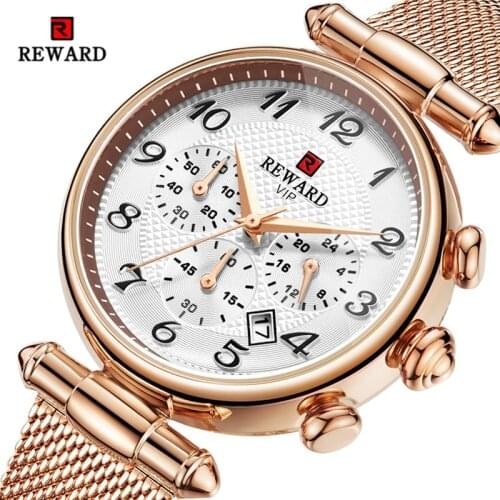 REWARD Women Watches Luxury Brand Chronograph Unique Womens Watches Japan Movement Date Ladies Watch female Clock Reloj Mujer