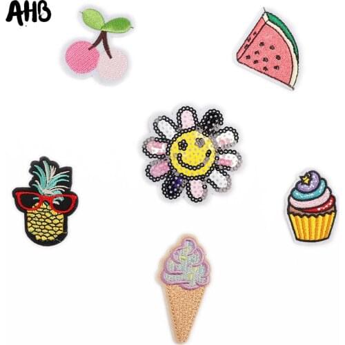 AHB Embroidered Patches Iron-On American Stars Accessories Shiny Sequin Lips Flag Patches Clothing Stickers DIY Applique Patches