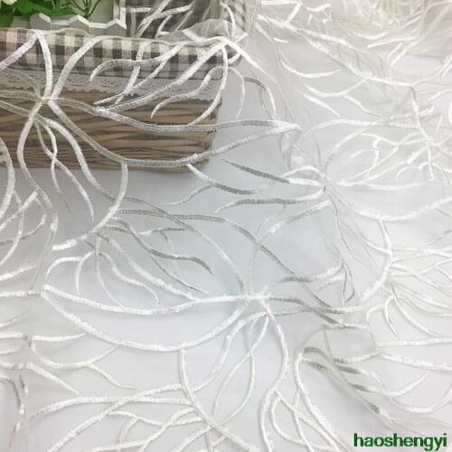 New fish scale flower transparent mesh polyester silk embroidered lace fabric, fashionable womens dress lace accessories