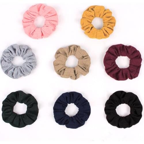 Solid Color Woman Knitting Hair Bands High Quality Girls Hair Scrunchy Winter Autumn Knitted Hair Rope boho Hairbands