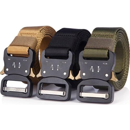 Military Mens Belts Unisex Korean Fashion Outdoor Travel Tactical Waistband Plastic Buckle Quick Release Canvas Adjustable Belt