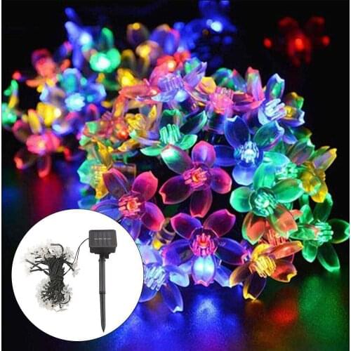 7M 50LEDs String Light Solar Powered Outdoor LED Garden Fairy Light Multi Coloured Outdoor Christmas Strip Street Lamp