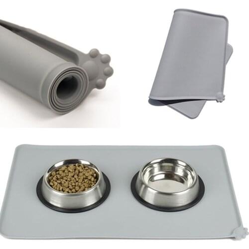 Waterproof Pet Mat For Dog Cat Silicone Pet Food Pad Pet Bowl Drinking Mat Dog Feeding Placemat Easy Washing Foldable Mat
