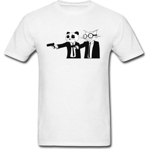 Funny Men Tshirt Pulp Fiction Anime T Shirts Panda Cat Comics Clothes 100% Cotton Youth Genki Fiction Sweatshirt Plus Size Tee