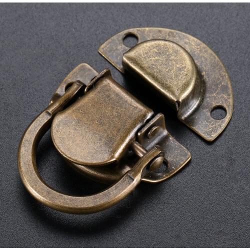 Iron Jewelry Box Padlock Buckle Latch Clasp w/screw Vintage Wood Wine Gift Box Handbag Furniture Hardware 36*40mm Antique Bronze