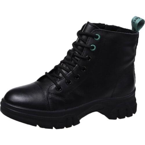 Top leather short boots womens fall / winter 2020 new British style Martin boots motorcycle boots side zipper versatile womens