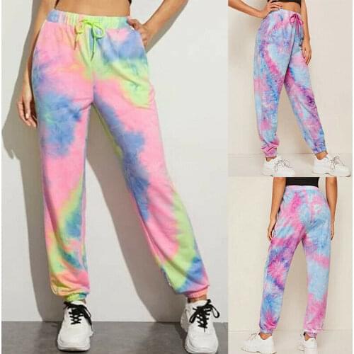 Womens Tie Dye Rainbow Joggers Ladies Casual Jogging Bottoms Tracksuit Trousers