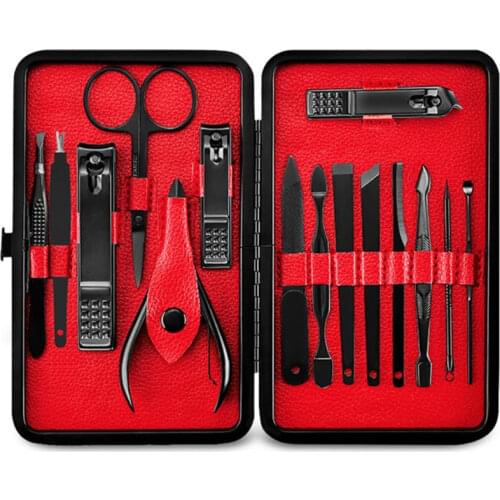 15Pcs High Quality Black Professional Black Stainless Steel Cuticle Trimmer Nipper Nails Clippers Professional Face Manicure