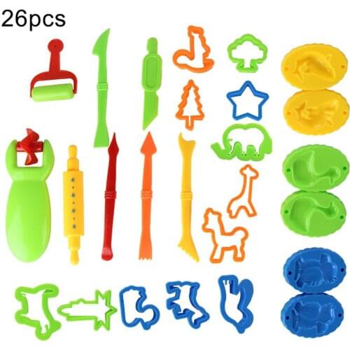 26Pcs/Set Children DIY Clay Animal Molds Rolling Pin Dough Play Tools Cutters New Children Toys Birthday Christmas New Year Gift