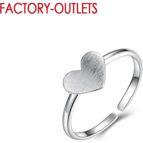 Genuine 925 Sterling Silver Simple Style Open Adjustable Finger Rings For Women Small Heart Shape Fine Jewelry Gift