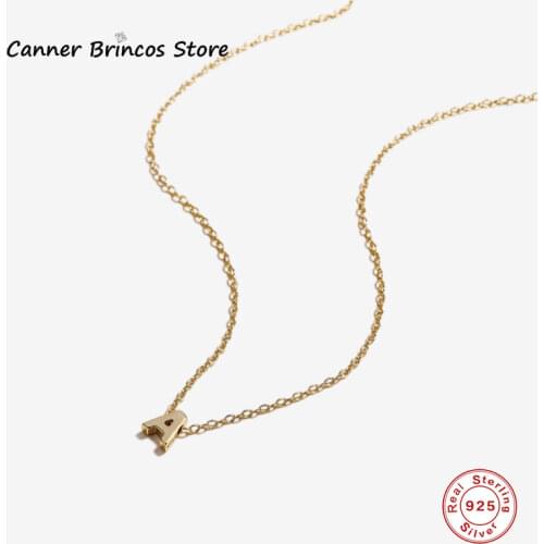 CANNER 925 Sterling Silver 26 Initial Letter A-Z Round Choker Necklace For Women European and American Minimalist Fine Jewelry