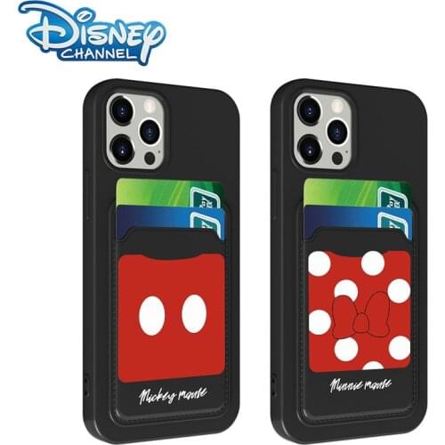 Disney Mickey Minnie Phone Card Holder Slot Wallet Case For iPhone 11 Pro Max 12 Mini 7 8 Plus X XR XS Max Back Cover Soft Shell